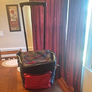 Black and Red Rolling Cooler Bag